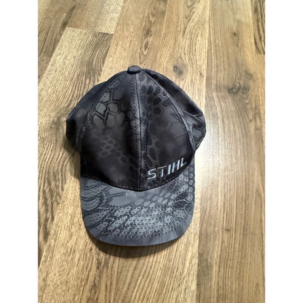 STIHL Hat Mens OSFA Black Grey Kryptek Camo Snapback Hat Excellent